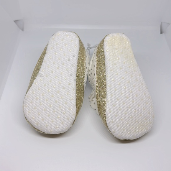 Infants Slip On White and Gold Glitter Shoes - Picture 3 of 6